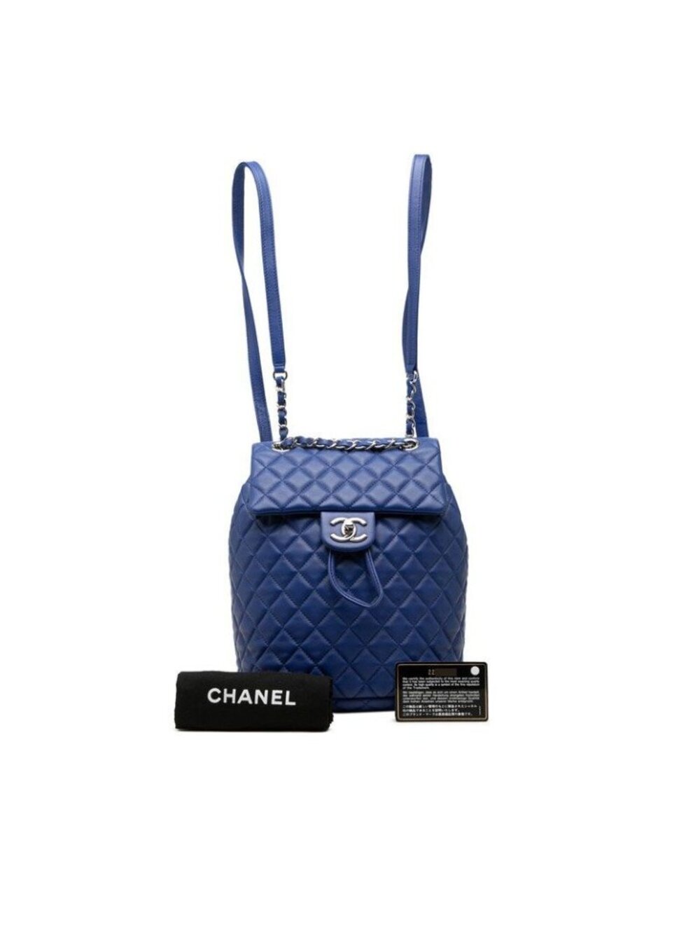 Chanel Quilted CC Logo Backpack Blue Lambskin - Picture 7 of 7